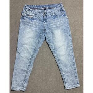 Amethyst Jeans Pants Womens 16 Acid Wash Distressed Sequin‎ Pocket Stretch Denim